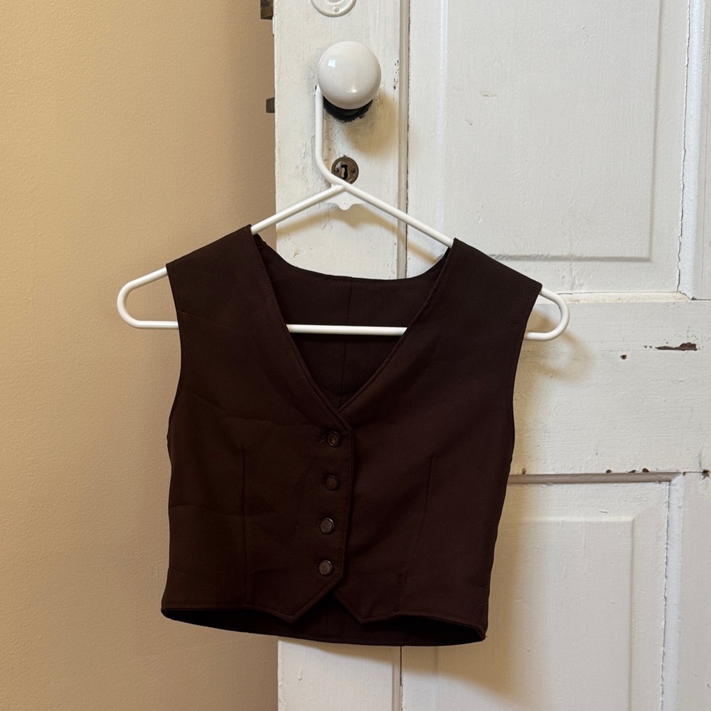 Western inspired Chic Dark Brown Women's Crop Vest